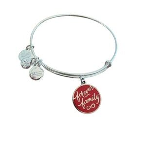 Alex and Ani Silver Bracelet with “Forever Family” Red Charm